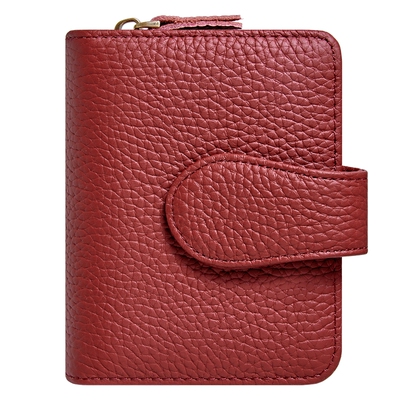 班亚奴头层牛皮女士短款拉链钱包