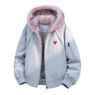 PLAY HEITY 官方羽绒服冬季美式复古男女款毛领连帽新款防寒外套