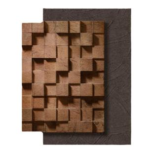 侘寂风客厅装饰画高级感立体几何玄关过道挂画餐厅发光壁灯画新款