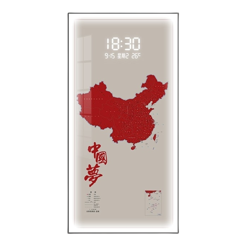 中国红玄关过道走廊装饰画地图