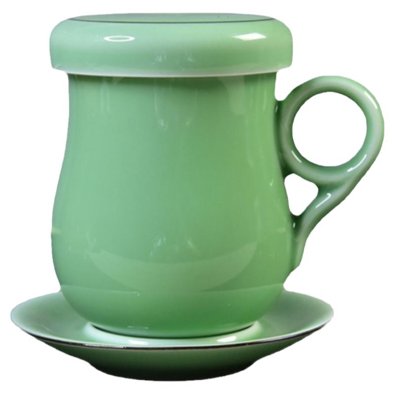 带杯垫过滤龙泉青瓷小清新泡茶杯