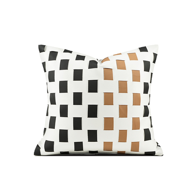 柏洛斯编制皮质靠垫轻奢沙发抱枕