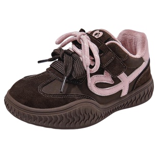 芭比童鞋女童运动鞋2025新款冬季德训鞋加绒百搭休闲鞋子女童棉鞋