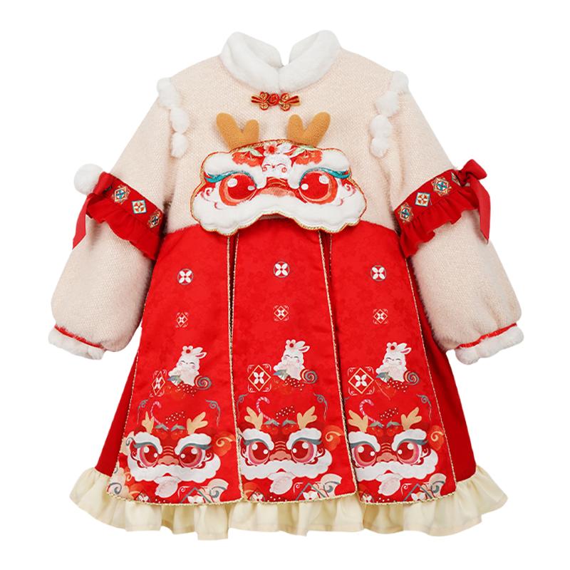 儿童唐装过年汉服红色喜庆加厚