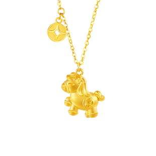 2026年本命年礼物小马项链时尚闪耀黄金色国风生肖马上有钱锁骨链