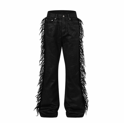 REBEL WAVE 26AW“WΧΣ”流苏毛边蜡裤牛仔裤 微喇裤