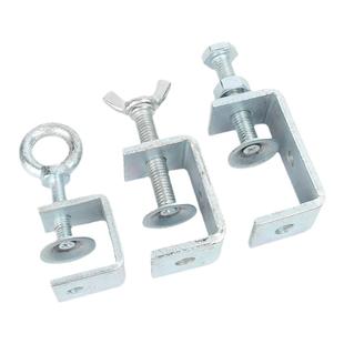 铁镀锌老虎卡子管卡U型C型夹钢管方形夹具手拧吊环夹紧器开口固定