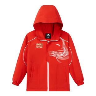 晴雨甲安踏儿童外套小童梭织运动防水24春季男童连帽透气薄款外套