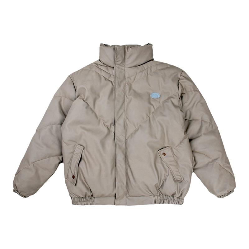 ERROR CODE 皮质PU羽绒棉服情侣宽松加厚保暖立领防水外套男女冬