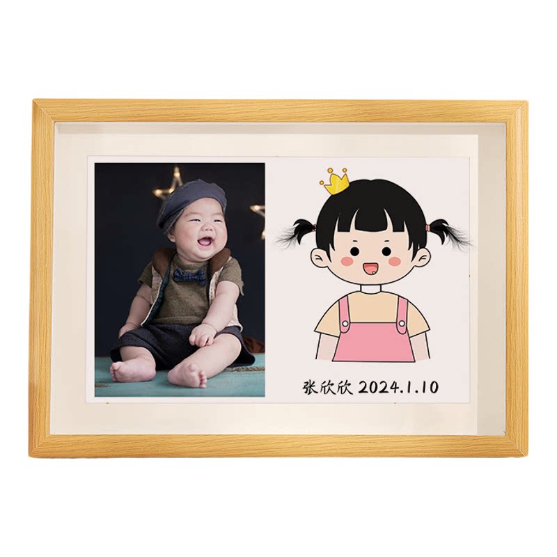 宝宝胎发定制照片纪念木质相框