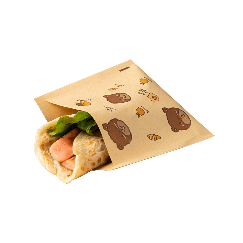 手抓饼纸袋早餐面包装防油三明治汉堡肉夹馍煎饼鸡蛋灌果子打包盒