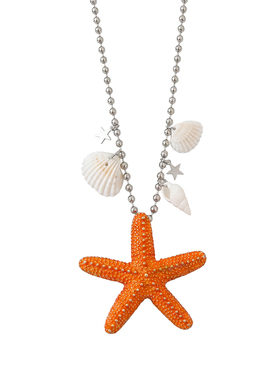 甜酷多巴胺橙色海星贝壳项链
