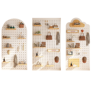 实木洞洞板置物架定制造型墙入户玄关墙面挂板配件收纳木质展示架