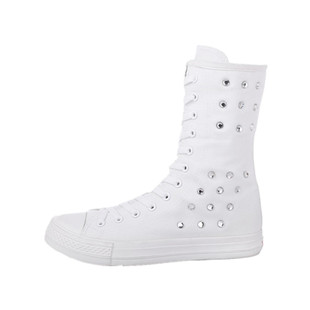 板鞋韩休闲女鞋单靴帆布鞋高邦单鞋中筒鞋子平底高帮女春秋季靴子