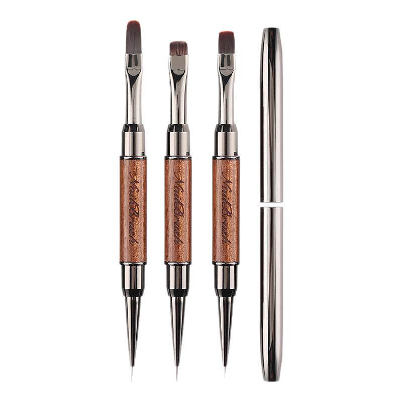 日式双头檀木美甲笔刷