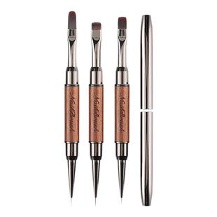 日式双头檀木美甲笔刷多用拉线笔圆头建构笔刷新款日式美甲笔工具