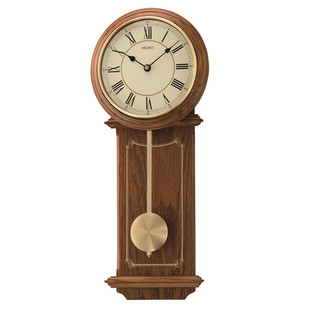 SEIKO日本精工钟表壁式摆动创意时尚吊摆挂钟橡木美式欧式QXC213