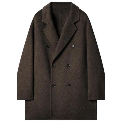 950g重磅长毛双面呢羊毛大衣男士短款高级感厚款呢子外套风衣保暖