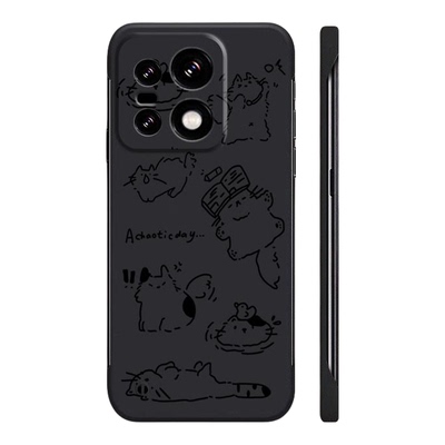 适用于1加15手机壳OnePlus13T个性线条猫咪ACE5PRO超薄无边框1+ACE3不顶膜12新款10pro半包保护硬壳