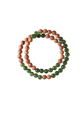 山晓·原创碧玉老山檀双圈手串