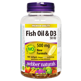 伟博天然加拿大500毫克omega3深海鱼油添加D3青少年鱼油100粒