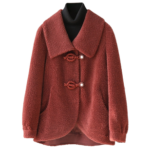 羊剪绒大衣女2025冬新短款翻领复古大气海宁羔羊毛毛颗粒皮草外套