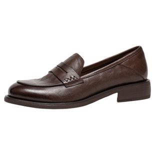 BeauToday乐福鞋女款BT英伦风小皮鞋真皮一脚蹬鞋子法式单鞋女鞋