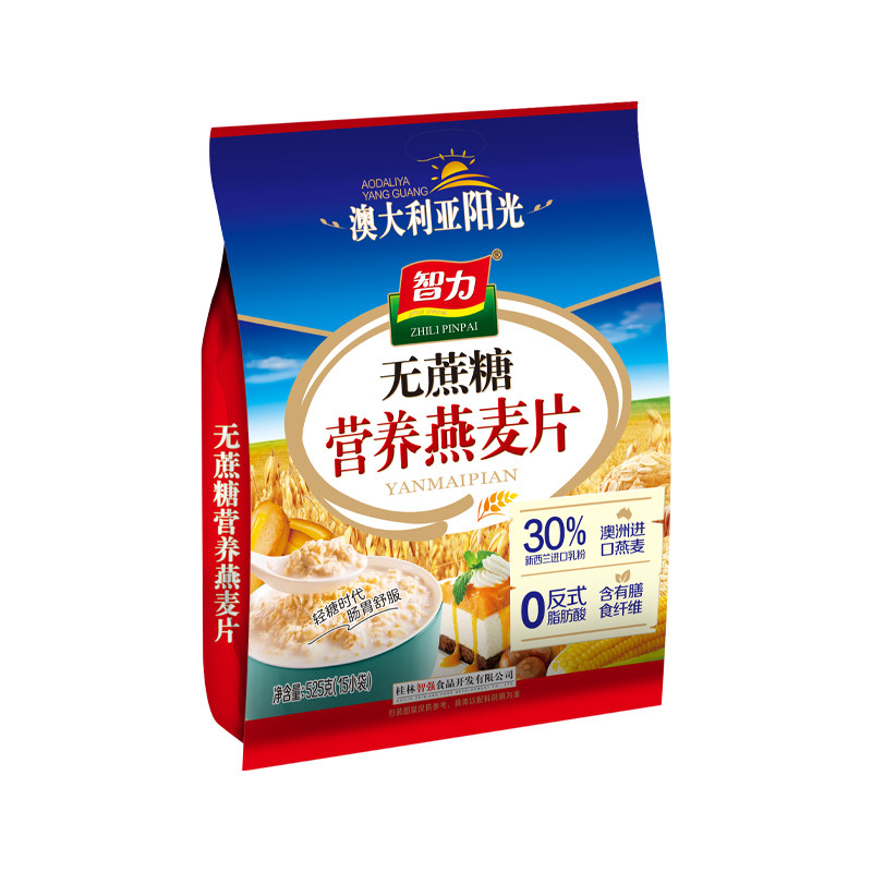 智力无蔗糖营养麦片525g袋装