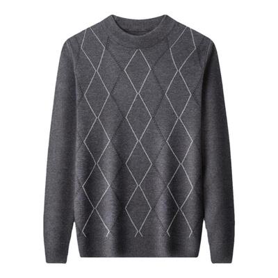 啄木鸟套头羊毛圆领提花毛衣加厚