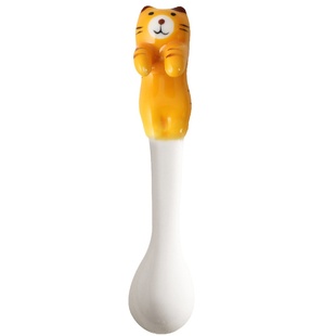 肆月日式创意猫咪陶瓷勺子搅拌勺可爱调羹小汤匙家用高颜值短柄勺