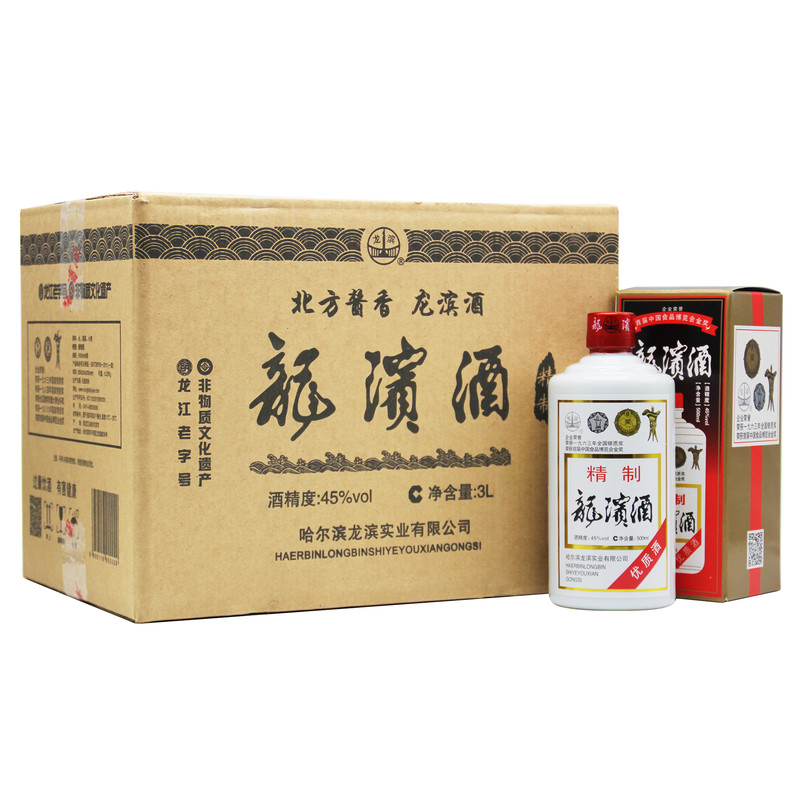 龙滨精制 白酒  45度酱香型500ml*6瓶整箱东北特产纯粮食口粮酒