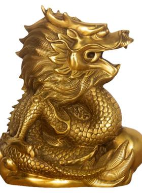 纯黄铜属龙年摆件十二生肖龙聚宝盆龙招财进宝龙金龙青龙单龙戏珠