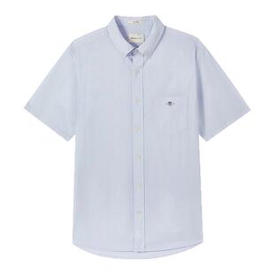 【亚洲版型】GANT/甘特夏男士纯棉商务休闲通勤衬衣纯色短袖衬衫