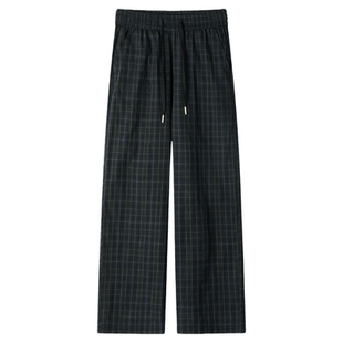 班尼路SK美式格子松弛感休闲裤春夏复古垂感系绳慵懒阔腿运动裤YS