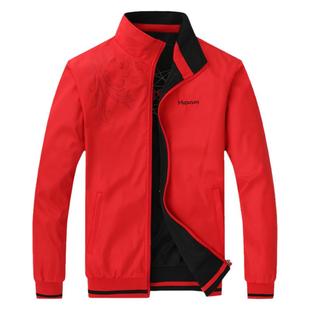 春秋男单衣运动夹克薄款双面穿外套红色外衣本命年喜庆团体运动服