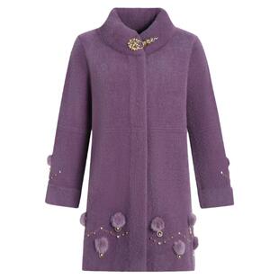 中老年秋冬款水貂绒大衣中长款加肥加大胖妈妈装洋气羊绒衫外套女