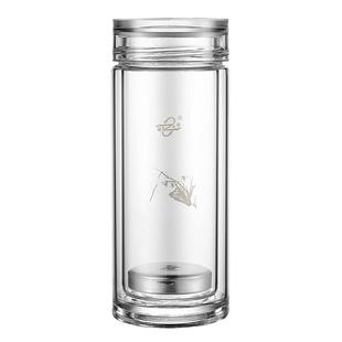 诺亚口杯养生水晶杯双层玻璃泡茶杯真空隔热加厚办公室便携水杯子