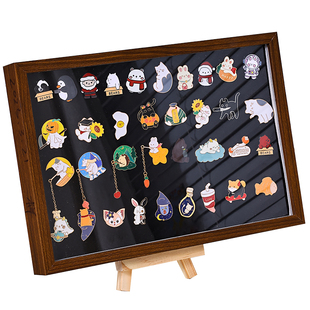 金属徽章收纳盒勋章防尘收纳毛毡纪念板吧唧展示架胸针别针展示框