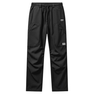 吉普冲锋裤男士裤子冬季工装裤男款加厚运动裤新款男裤冬装休闲裤