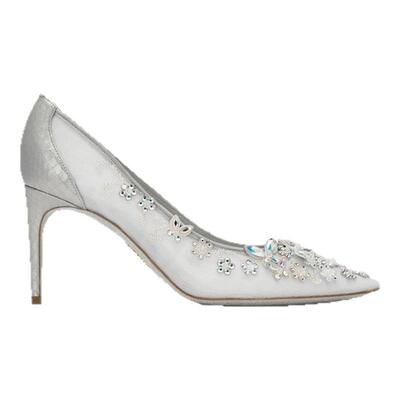 【礼物】RENE CAOVILLA CINDERELLA系列灰色水钻女士高跟鞋