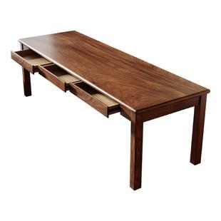 南美胡桃木实木书桌带抽屉家用台式电脑桌写字长条办公学习工作台