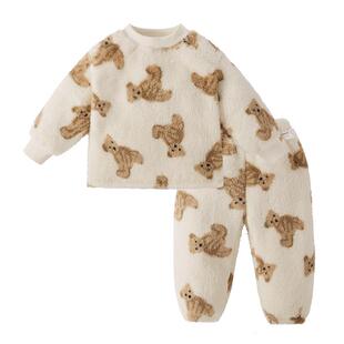 [抗菌远红外]家居服儿童女童加绒套装男小童新款秋装宝宝秋冬睡衣