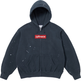 BOX卫衣联名款SS26 BOX LOGO ZIP UP HOODED开衫泼墨刺绣拉链帽衫