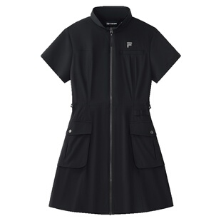 工装裙|FILA FUSION斐乐官方女子梭织连衣裙夏季女短袖凉感女装