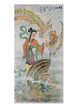周星辰纯手绘国画美人图蚌仙