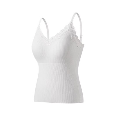 蕾丝吊带保暖背心女带胸垫美背