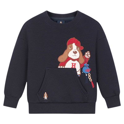 暇步士童装保暖休闲加绒卫衣