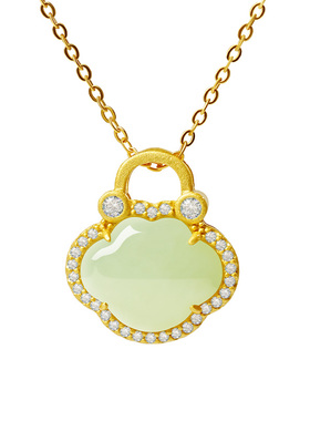 宫里上新天然和田玉平安锁项链