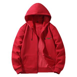 2025正品保罗拉链卫衣男新款潮宽松大码运动纯色连帽开衫外套