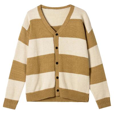 条纹上衣长袖开衫毛衣